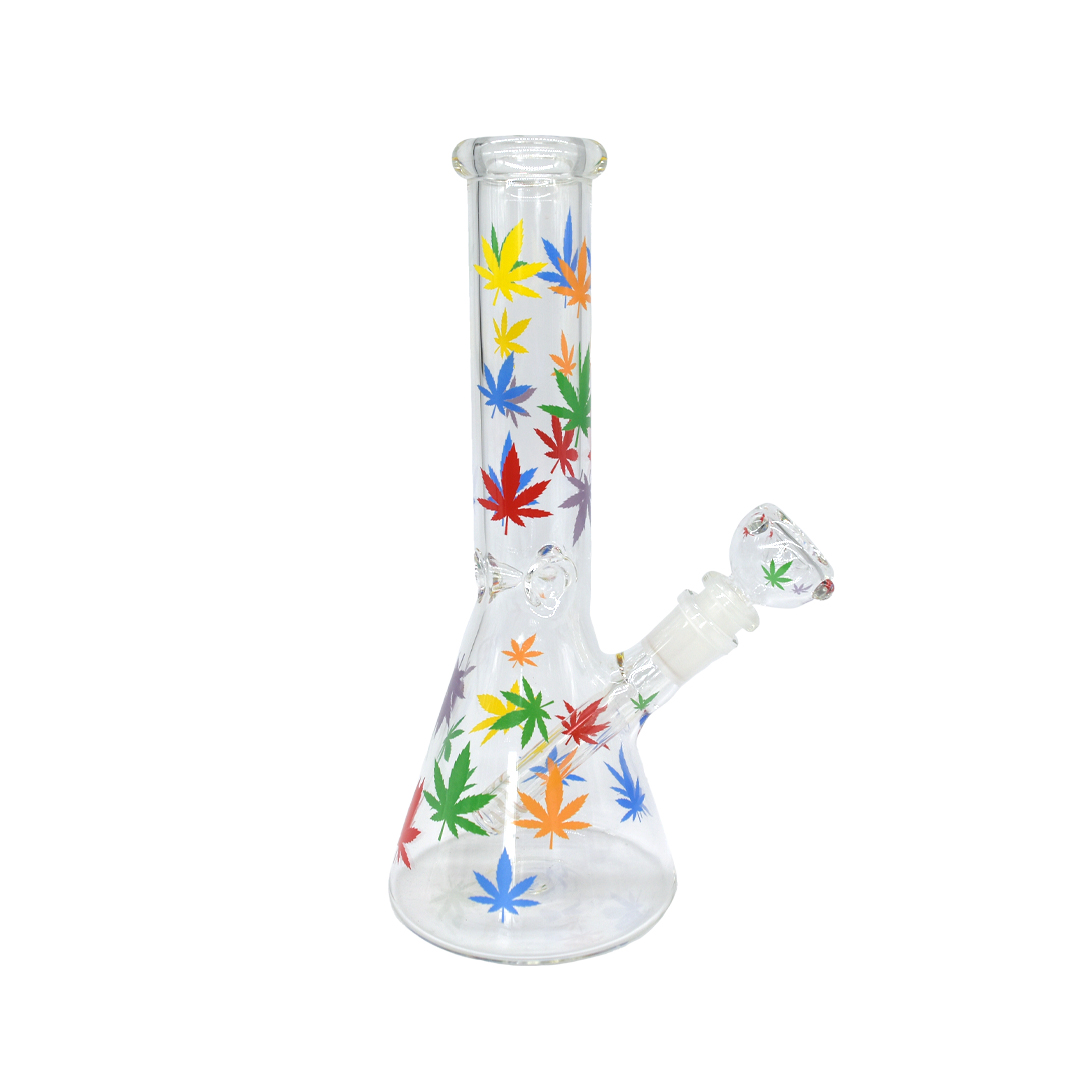 Bong Vidrio Beaker Rainbow Leaf 25Cm